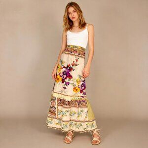 NWOT JOHNNY WAS Cerelia Floral Maxi Skirt PAISLEY PRINT ELASTIC WAIST BAND S